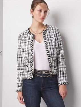 White House Black Market Black & White Tweed Jacket